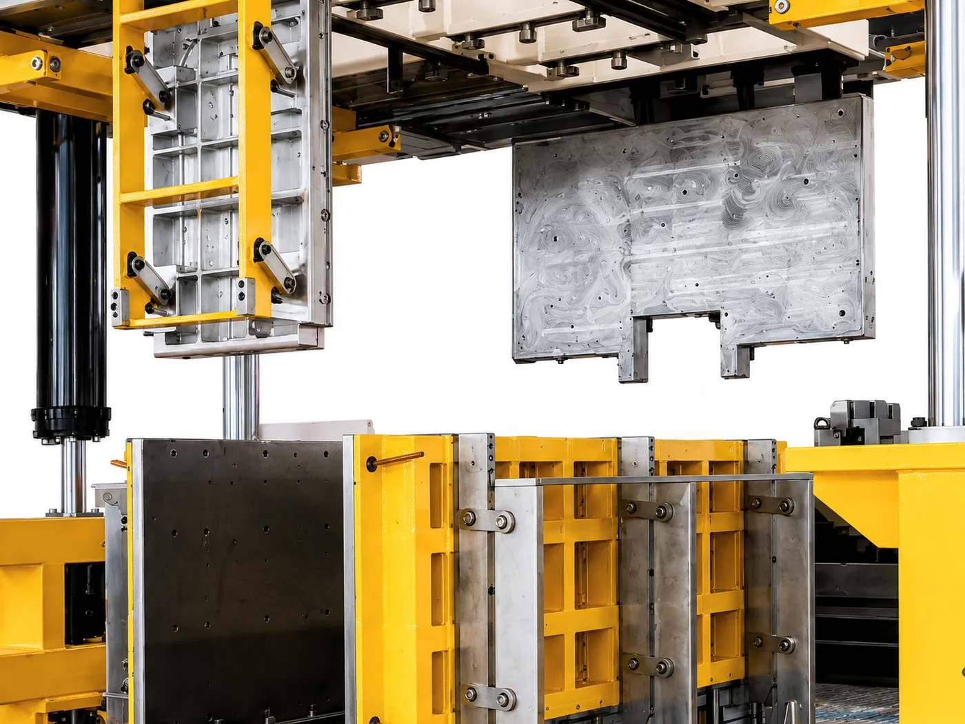 Mould plate locked in steel frame